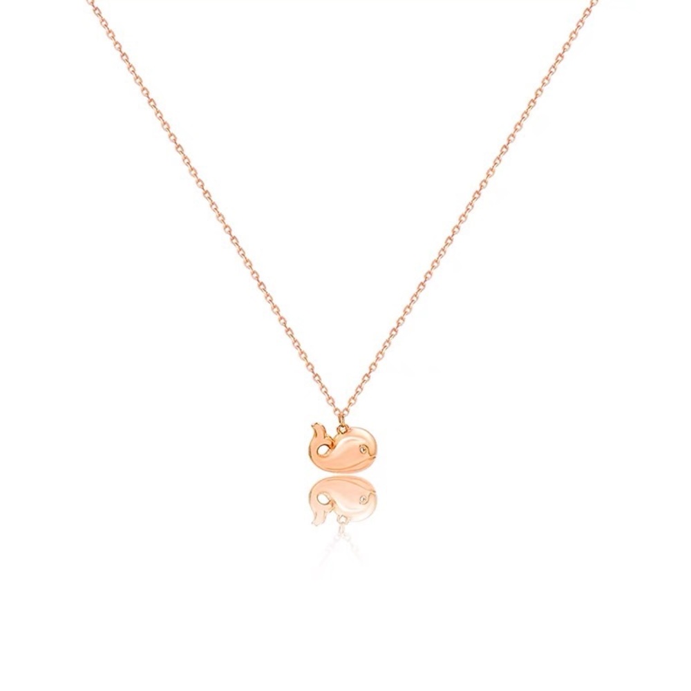 18K rose gold & diamond whale pendant necklace